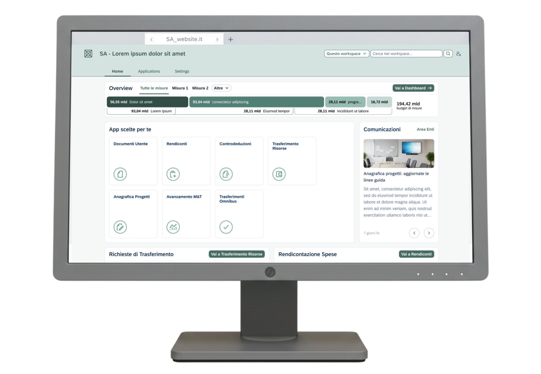 mockup of the web system redesign